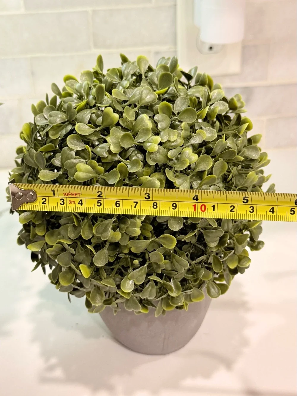 Set of 2 Faux Boxwood Topiary Plants Small Artificial Trees Grey Pots